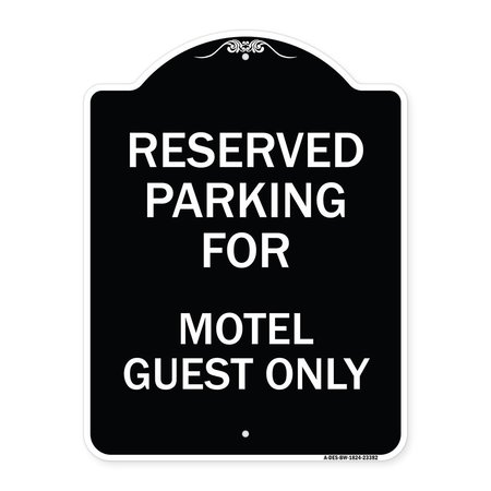 SIGNMISSION Parking Reserved for Motel Guest Heavy-Gauge Aluminum Architectural Sign, 24" x 18", BW-1824-23382 A-DES-BW-1824-23382